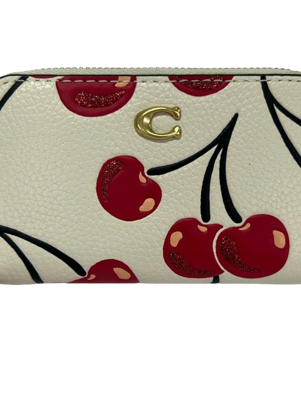 COACH J2480-CZ117 Cream Red Black Leather Card Case
